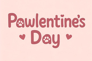 Pawlentines Day text with paw prints, a Photo by Dvoevnore photos