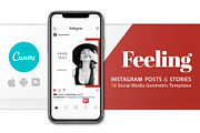 Insta pack adapted to phone. Feeling, a Social Media Template by Integrity_store (Thumbnail 1 of 5)