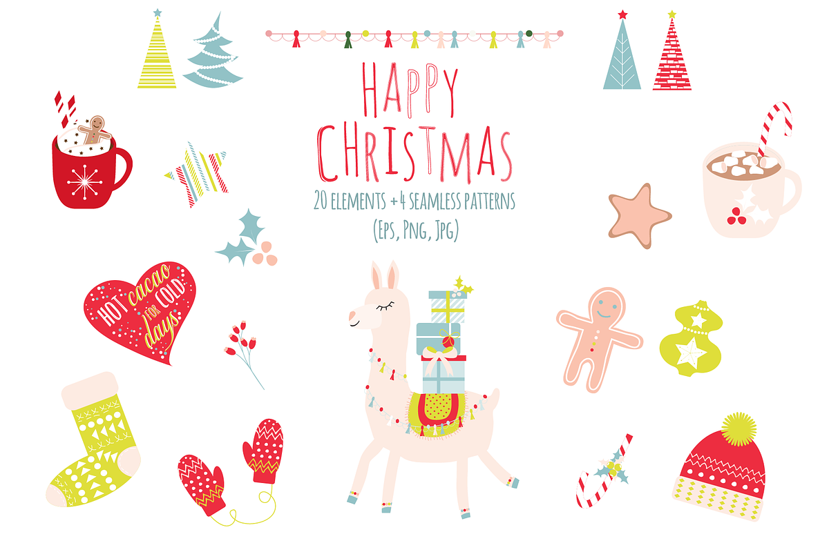 Lama Christmas Set, a Decorative Illustration by Annakristal (Photo 1 of 2)