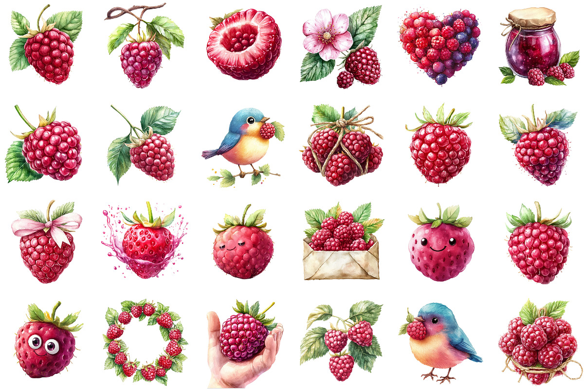 Watercolor Raspberry Clipart, an Illustration by Sublimation Artist (Photo 2 of 6)