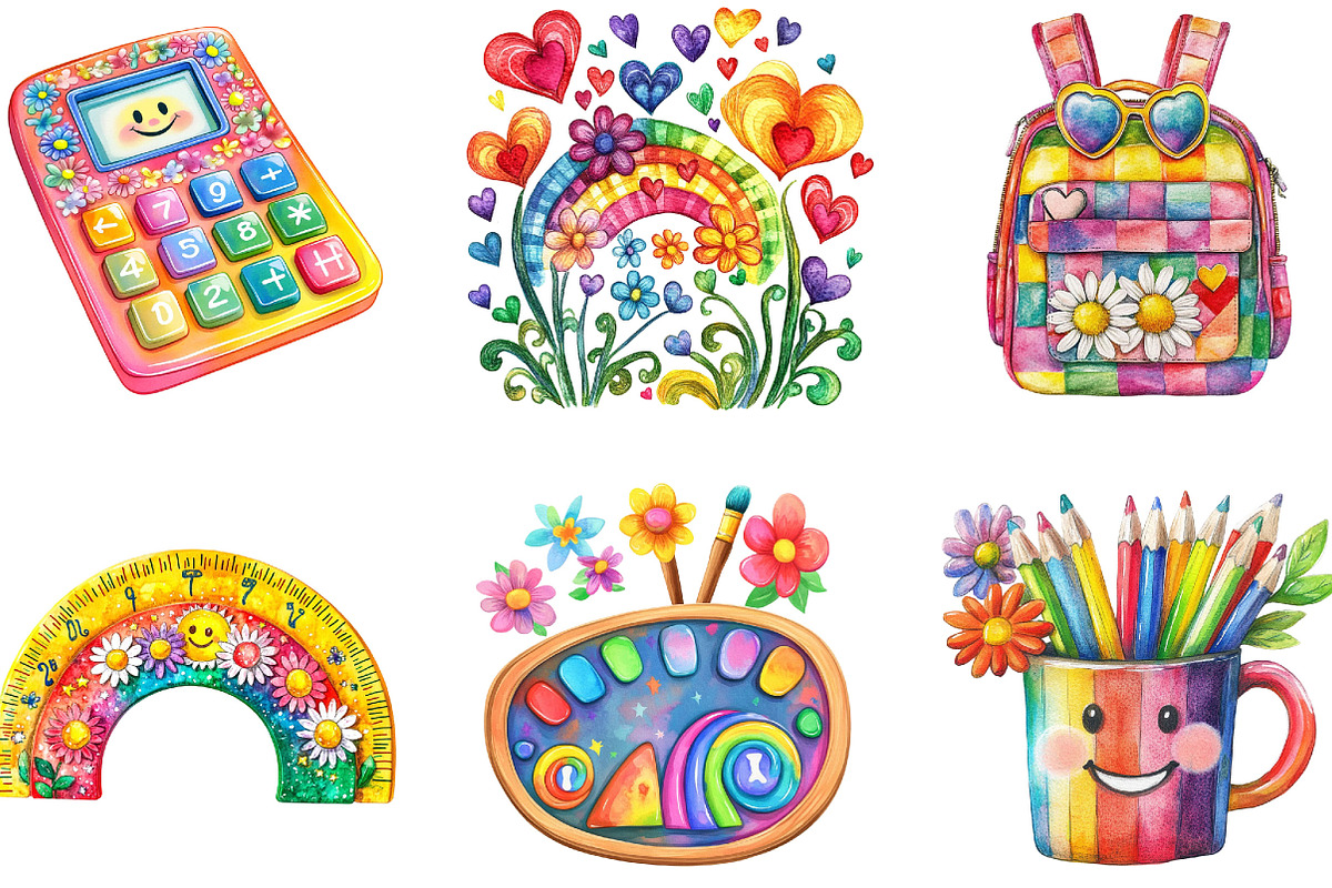 School Clipart Back to School Png, a Seasonal Illustration by Designking (Photo 3 of 5)