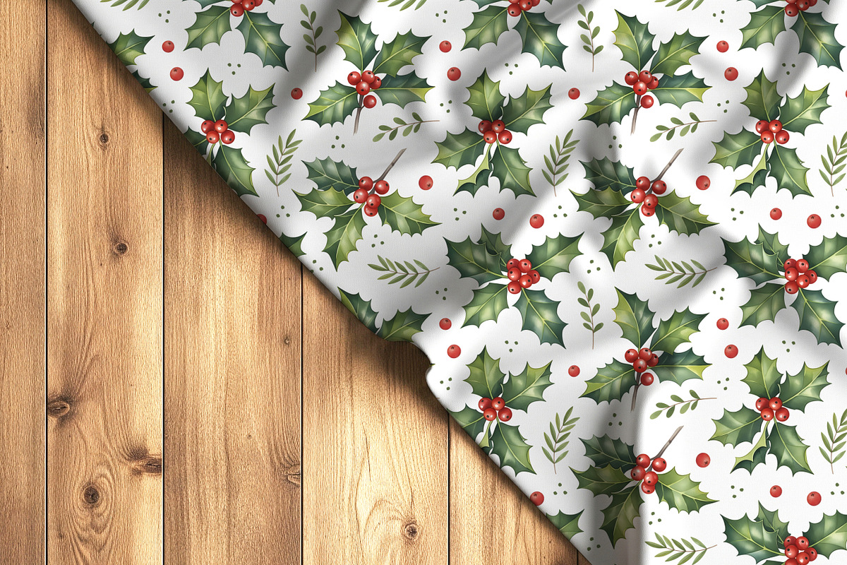 Christmas holly seamless pattern, a Pattern Graphic by Kreeya Art Shop (Photo 12 of 13)