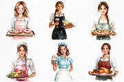 Waitress Watercolor Clipart, an Illustration by Craft Nest (Thumbnail 7 of 9)