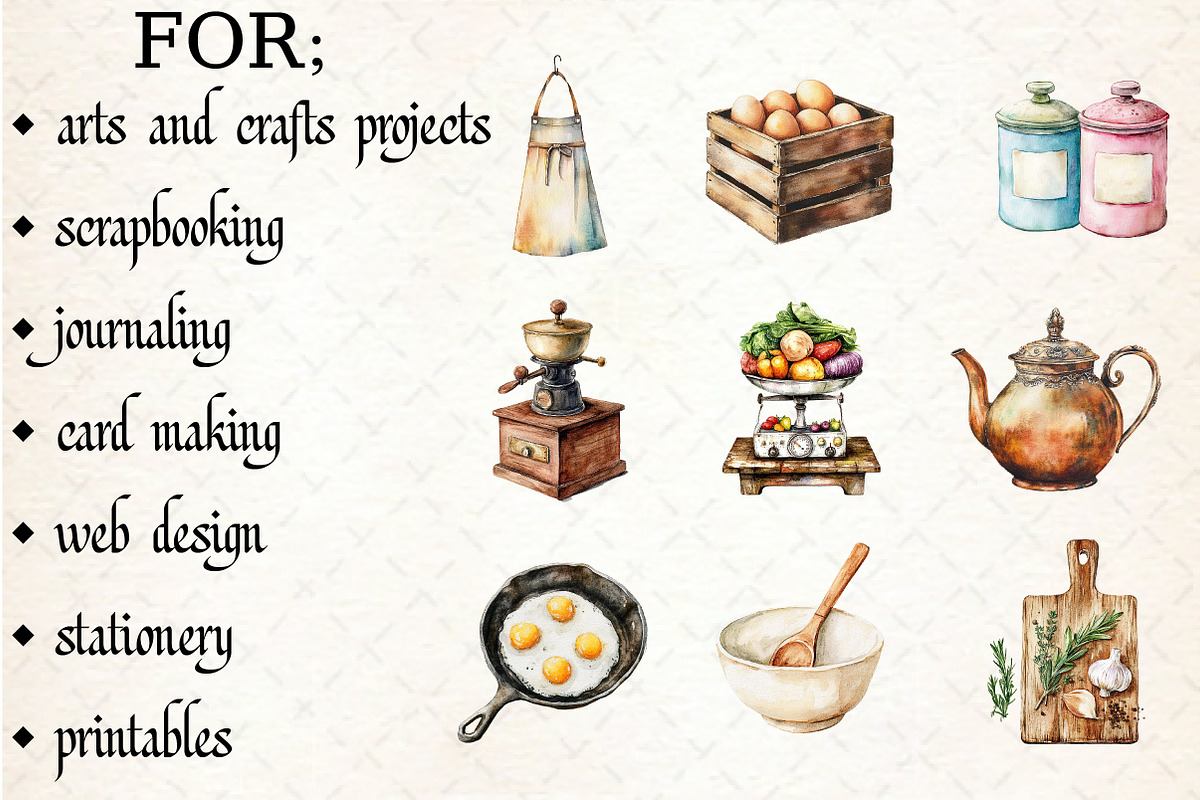 Rustic Farmhouse Kitchen Clipart, an Illustration by Libby Wishes (Photo 2 of 6)