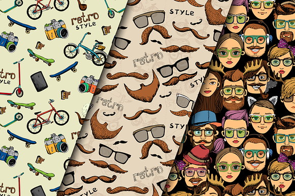 Hipster retro patterns preview 2