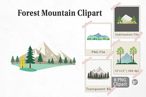 Forest Mountain Clipart, a Graphic by Artnoy