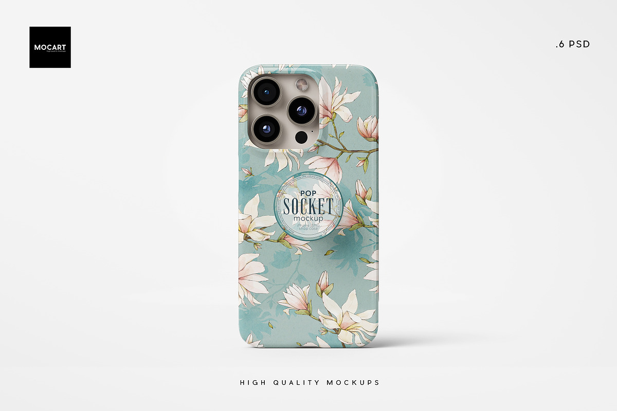 Popsocket iPhone 15Pro Case Mockup, a Device Mockup by Mocart