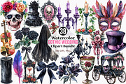 Watercolor Gothic Wedding Clipart, an Illustration by Canvas Craft (Thumbnail 1 of 7)