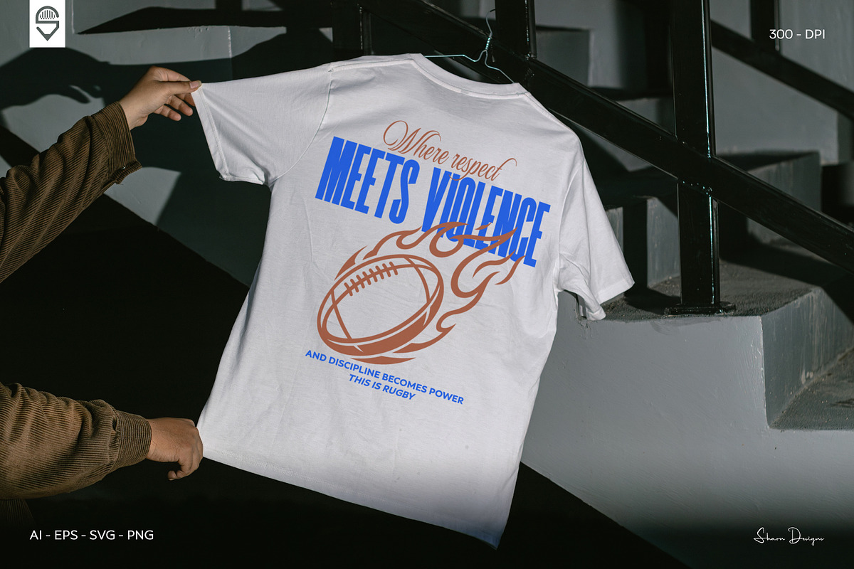 Rugby Flaming Ball T-Shirt Design, a Sport Illustration by shaondesigns (Photo 4 of 6)