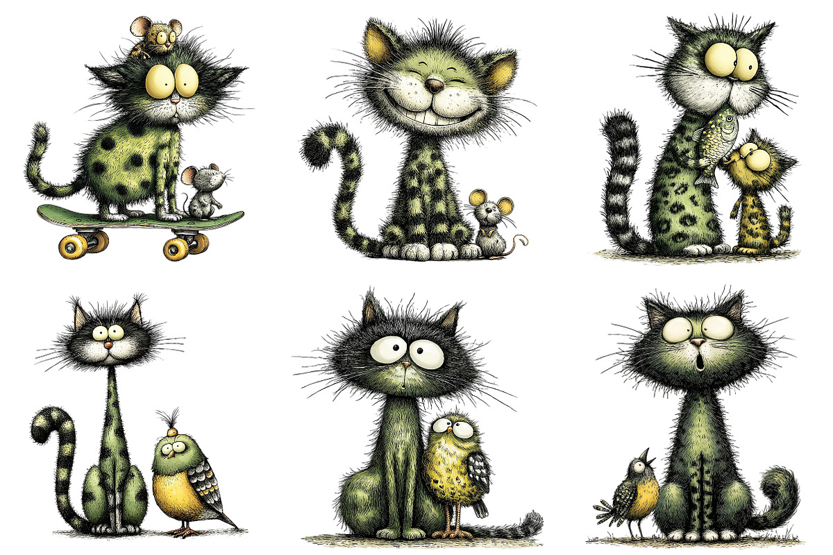 Quirky Cats Friendship Clipart, an Illustration by Craft Nest (Photo 2 of 10)
