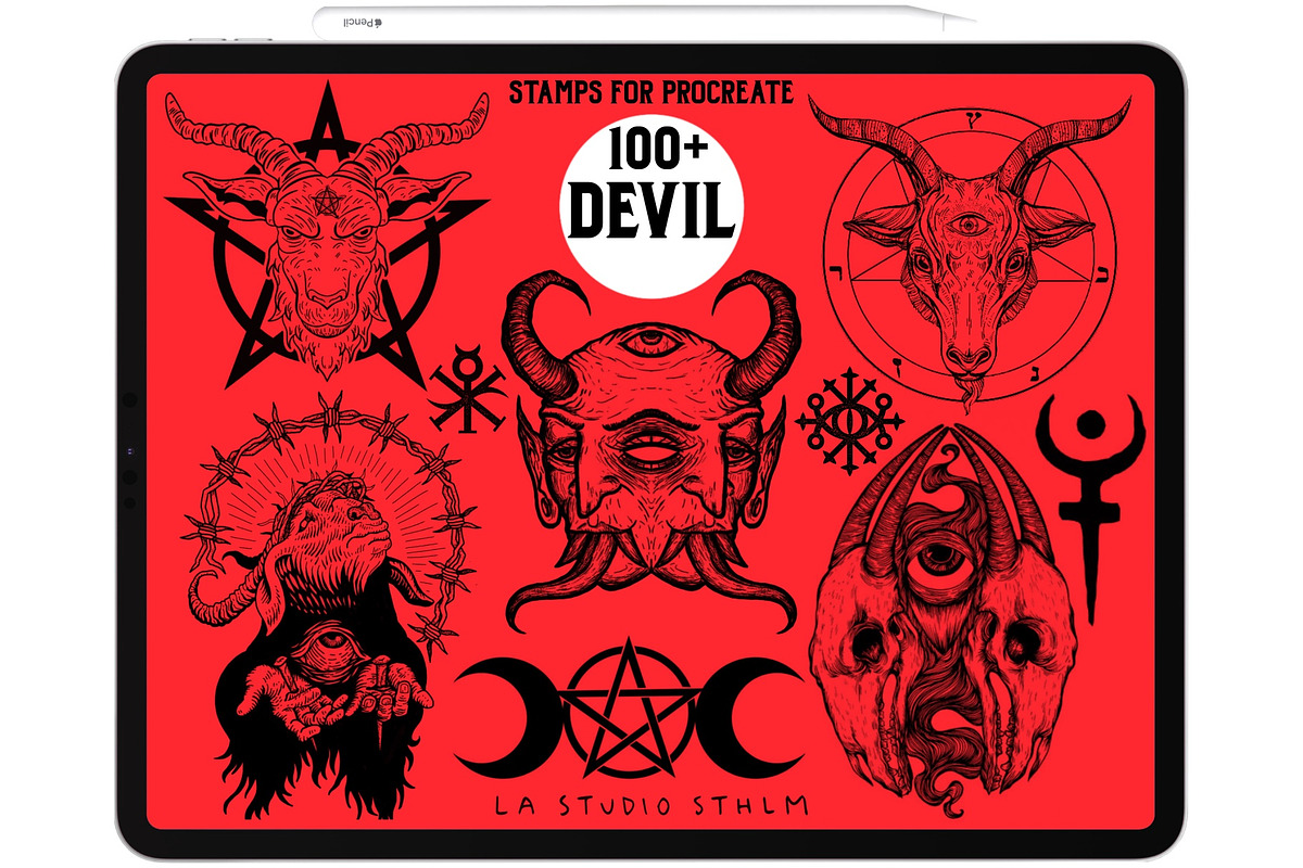 Devil - Procreate Tattoo Stamp Set, a Brush Add-On by LA Studio Sthlm (Photo 2 of 7)