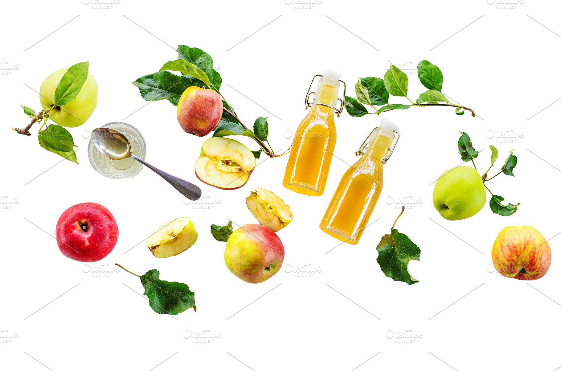 Apple cider vinegar against a, a Food & Drink Photo by yanadjana