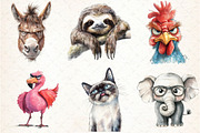Watercolor Grumpy Animals Clipart, an Illustration by Libby Wishes (Thumbnail 2 of 6)