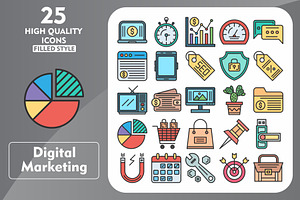 Digital 25 Line Filled Icons, an Icon by Pexelpy