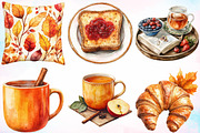 Watercolor Morning Fall Clipart PNG, an Illustration by Canvas Craft (Thumbnail 2 of 3)