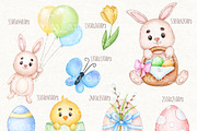 Cute Easter Bunny Watercolor Clipart, an Animal Illustration by ekossa_art (Thumbnail 3 of 5)