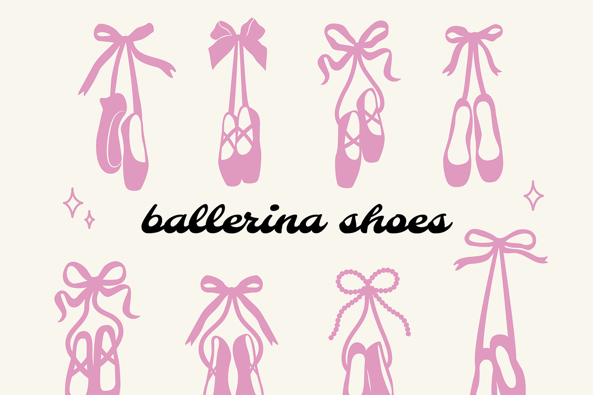 Ballerina coquette icons vector, an Object Graphic by yabluko_draws (Photo 3 of 3)