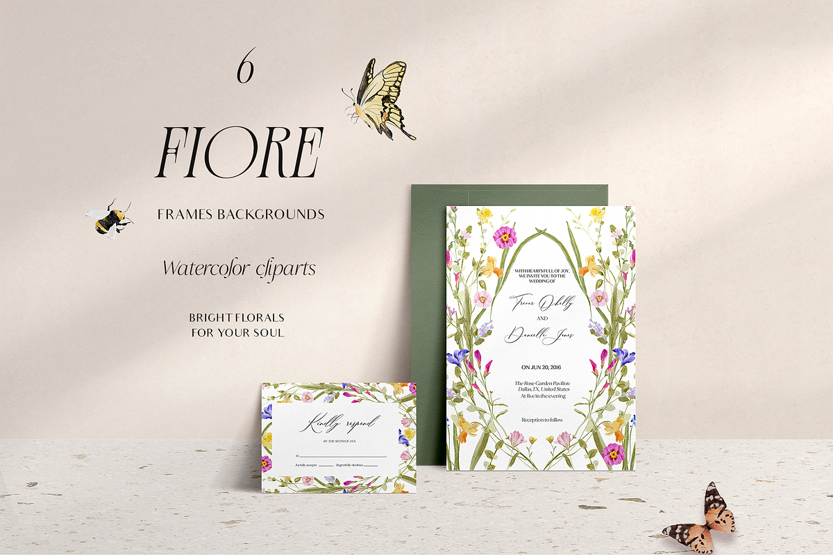 FIORE Bright watercolor flowers, a Decorative Illustration by Grace Noboa Illustrations (Photo 5 of 17)