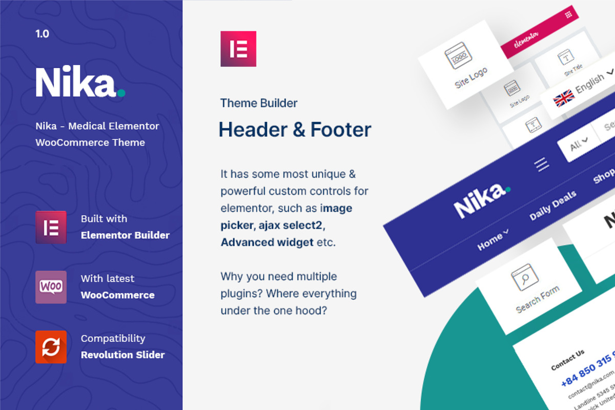 Medical Elementor WooCommerce Theme, a WordPress Template by UInstrument (Photo 1 of 9)