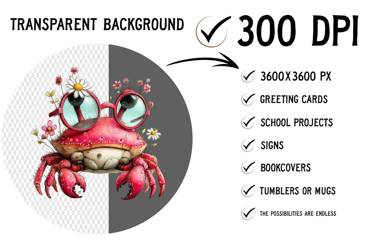 Whimsical Summer Crab Clipart, an Illustration by Craft Nest (Photo 2 of 12)