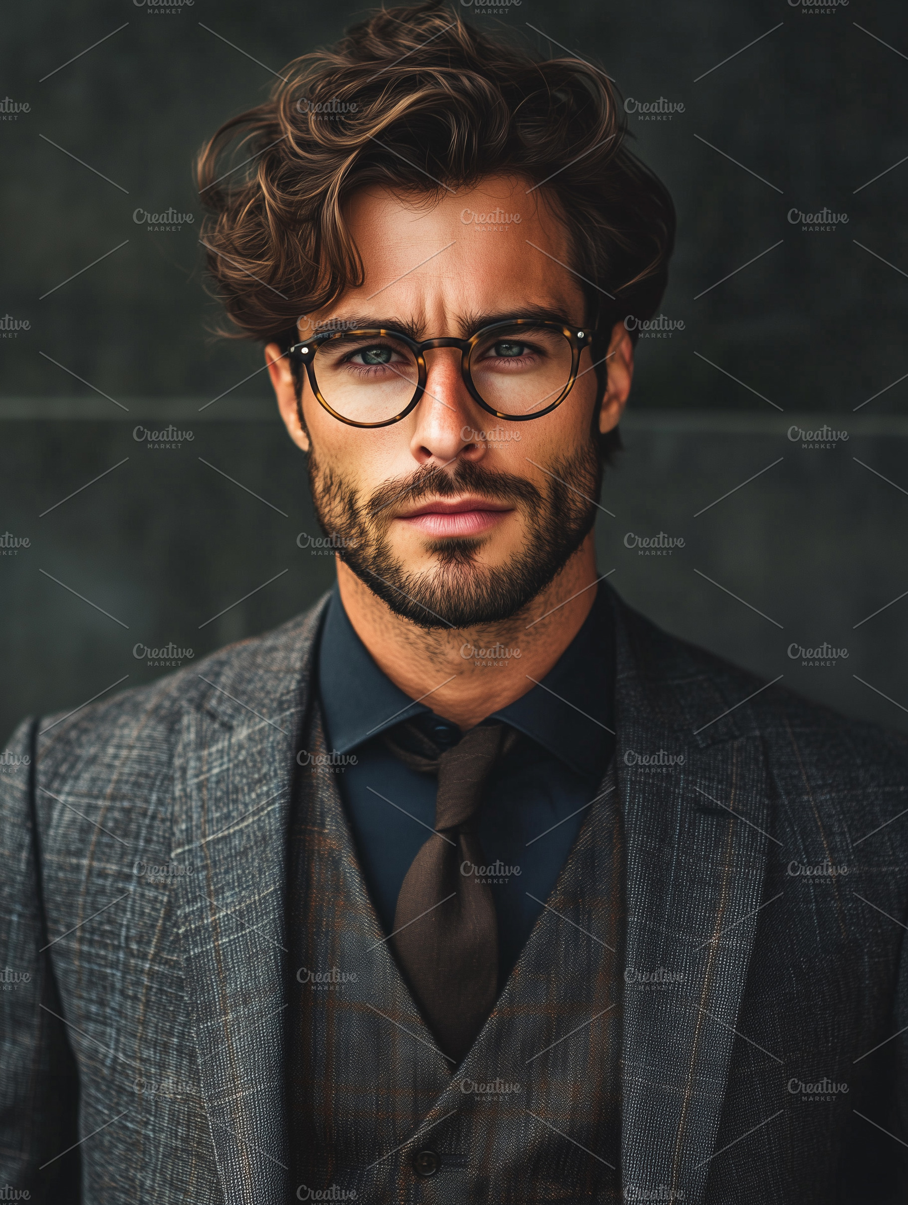 Stylish man with wavy hair, glasses, a Person Photo by MistyDay