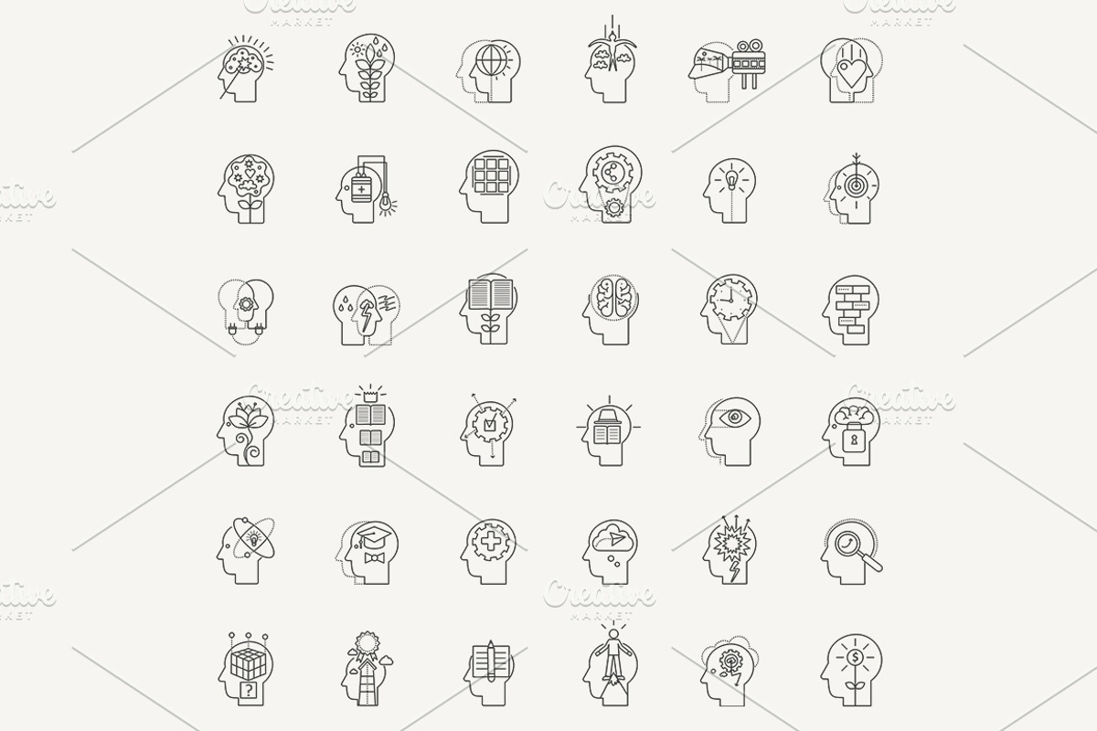 Human mentality line icons, an Outline Icon by Lemberg Vector
