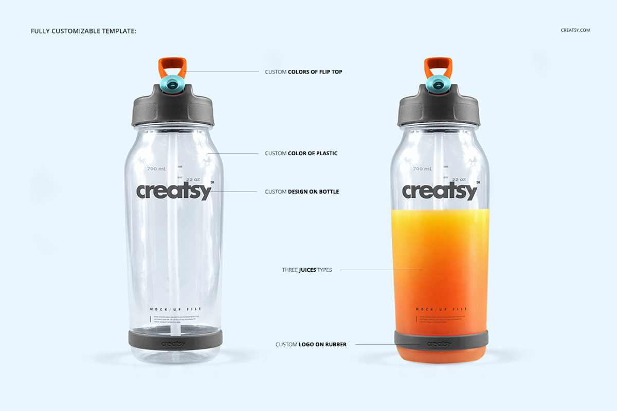 Flip Top Clear Water Bottle Mockup, a Product Mockup by creatsy4 (Photo 3 of 13)