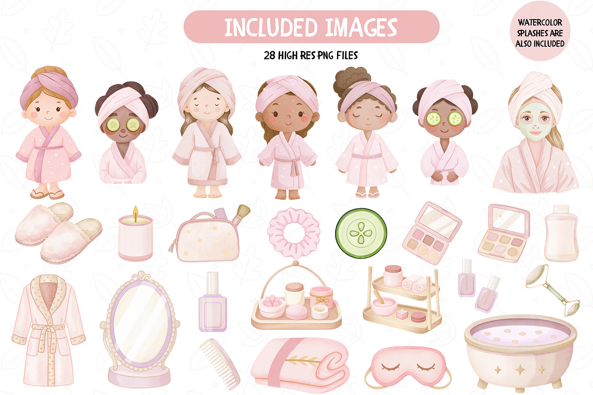 Sleepover Spa Day Illustrations, an Illustration by TatiMockup (Photo 2 of 3)