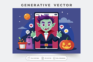 A lively vampire character poses wit, a Graphic by Iftikhar Alam