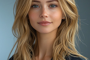Confident young woman with long wavy blonde hair and blue eyes s, a Person Photo by José Manuel Gelpi