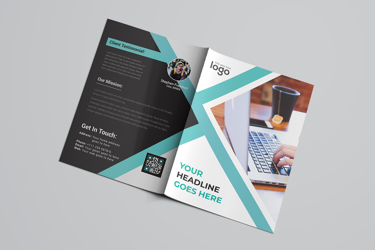 Creative Blue Bifold Brochure, a Brochure Template by ZAAS (Photo 6 of 8)
