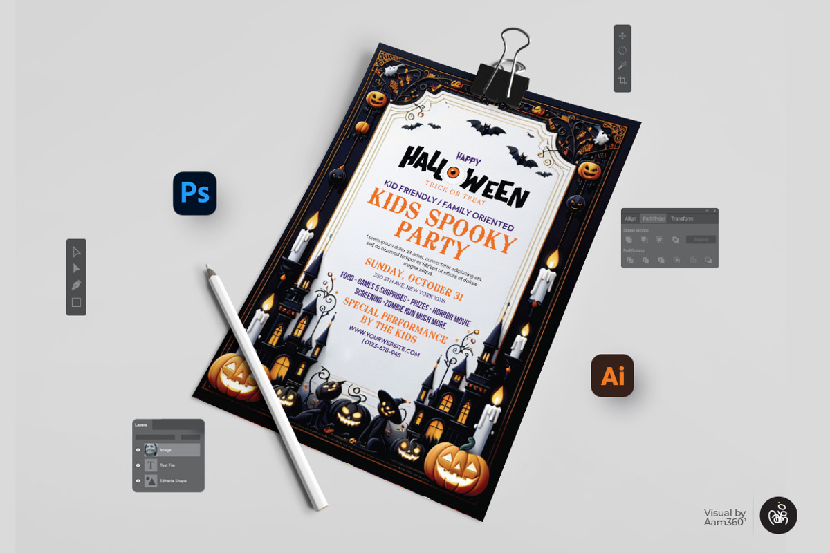 Halloween Trick or Treat Flyer, a Flyer Template by Aam360 (Photo 3 of 3)