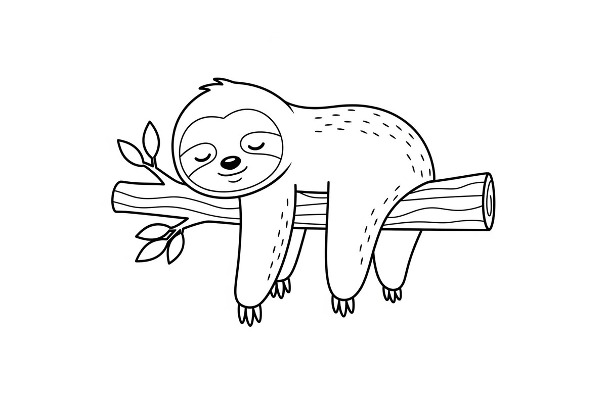 Cute Sloth Line Art Bundle, an Illustration by musafir_fashion (Photo 33 of 51)