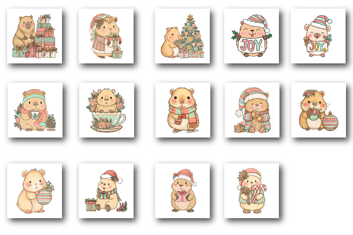 Christmas Capybara Clipart, an Illustration by Designworld (Photo 4 of 6)