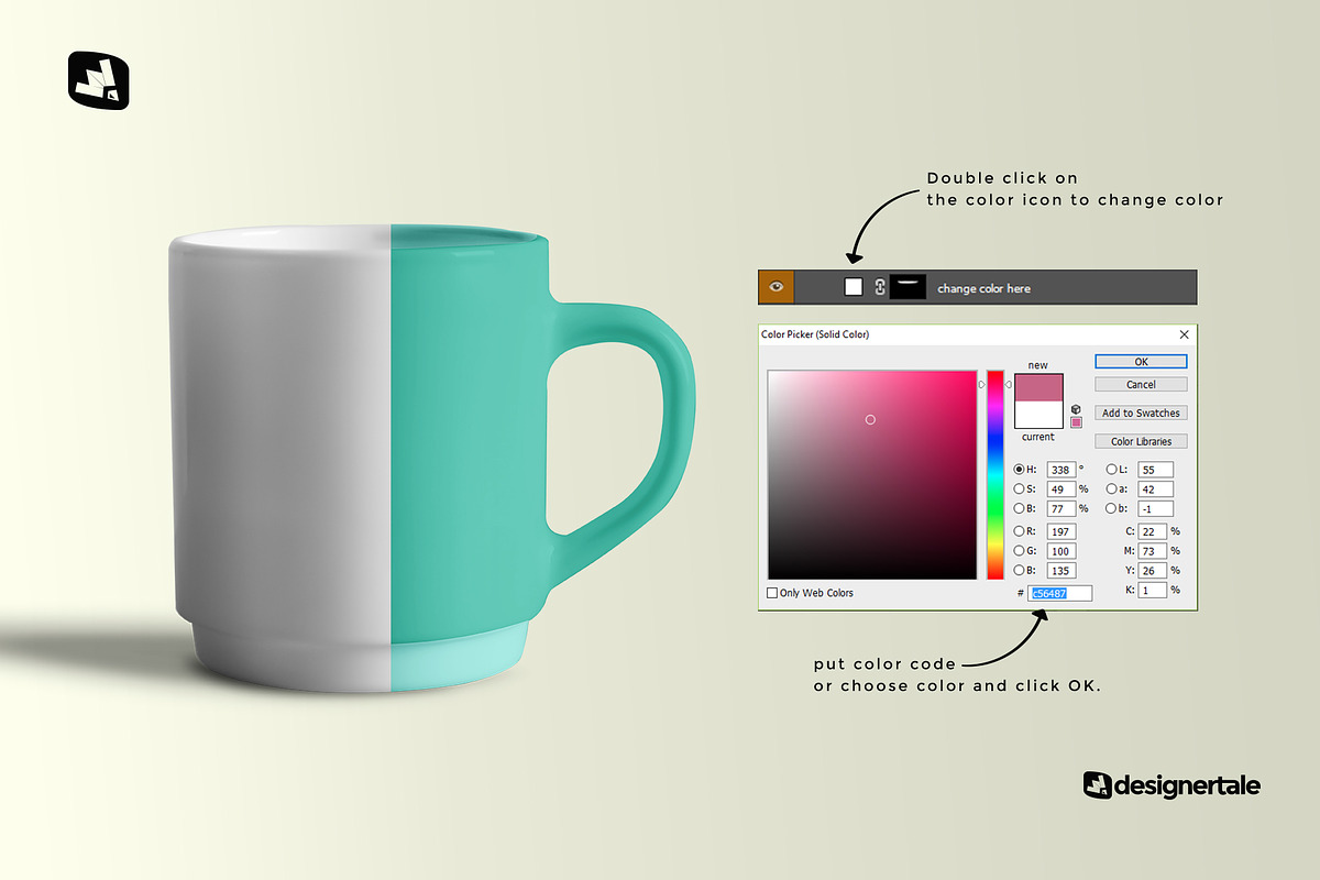 Porcelain Coffee Cups Set Mockup, a Cups & Container Mockup by Designertale (Photo 3 of 12)