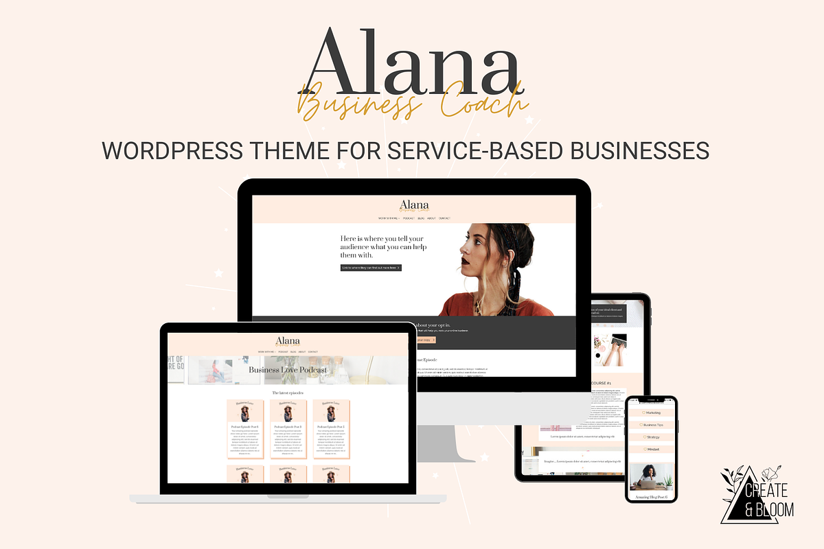 Alana Business WordPress Divi Theme, a WordPress Template by Create & Bloom (Photo 1 of 8)