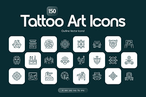 Tattoo Art Icons, an Outline Icon by Prosymbols