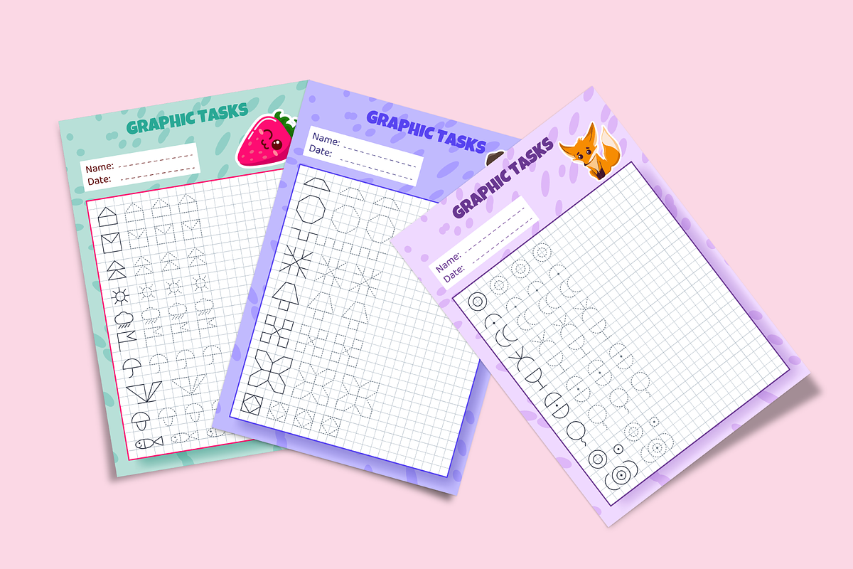 38 Graphic Drawing tasks for Kids, an Education Illustration by IuliiaSavko (Photo 7 of 8)