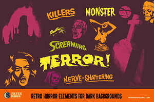 Retro Horror Elements, an Illustration by Paper Moon Graphic Supply