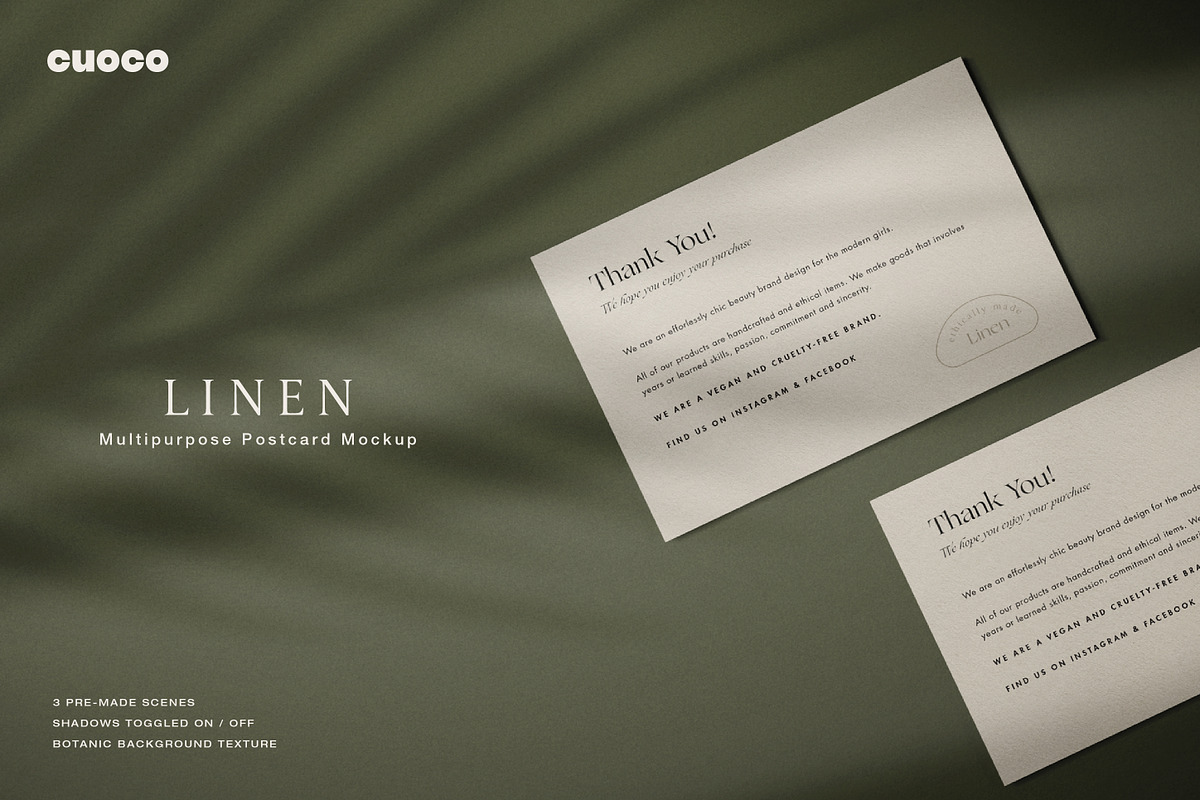 LINEN- Multipurpose Postcard Mockup, a Mockup by Cuoco (Photo 1 of 5)