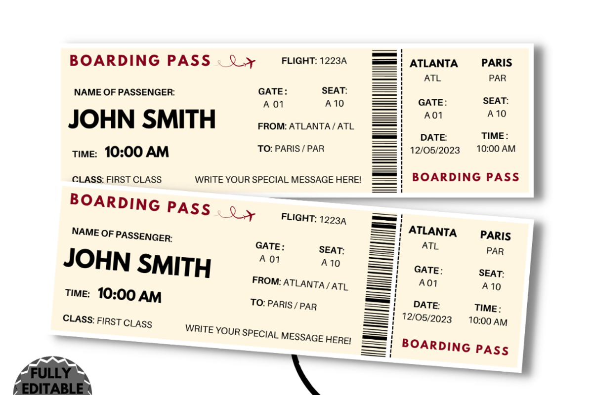 Editable Boarding Pass Template, a Card Template by YasdeyDesigns (Photo 2 of 8)