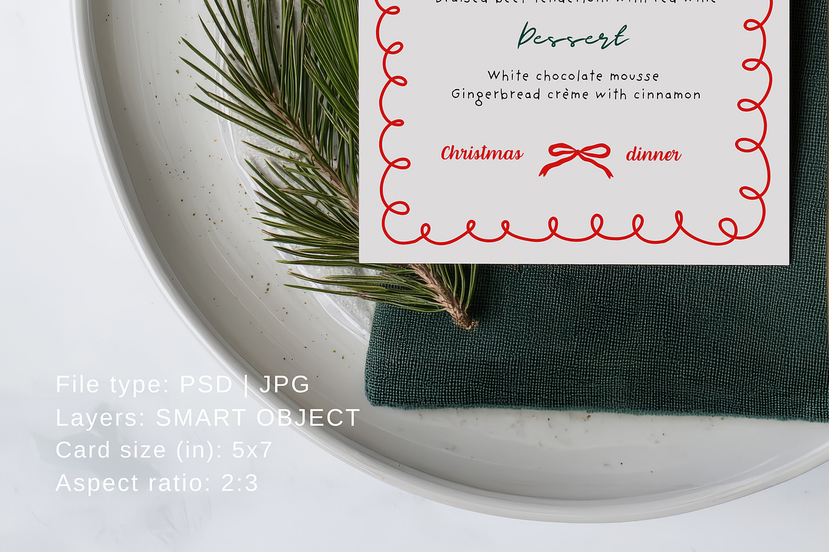 5x7 Christmas Menu Card Mockup, an Advertising Mockup by Serenefeeling (Photo 4 of 7)