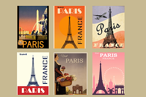 6 Vintage Paris Posters
