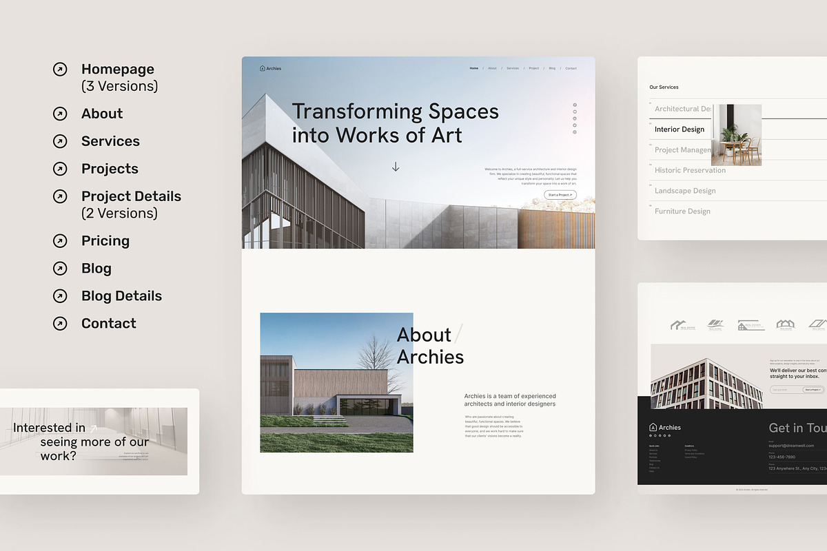 Architecture & Interior Website, an UI Kit Template by peterdraw