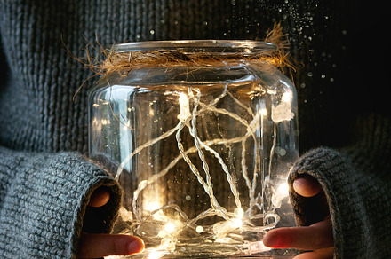 Christmas lights in jar stock photo containing garland and jar, a Holiday Photo by Natasha Breen