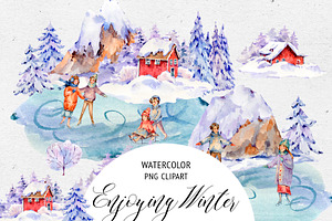 Watercolor Scandinavian Landscape