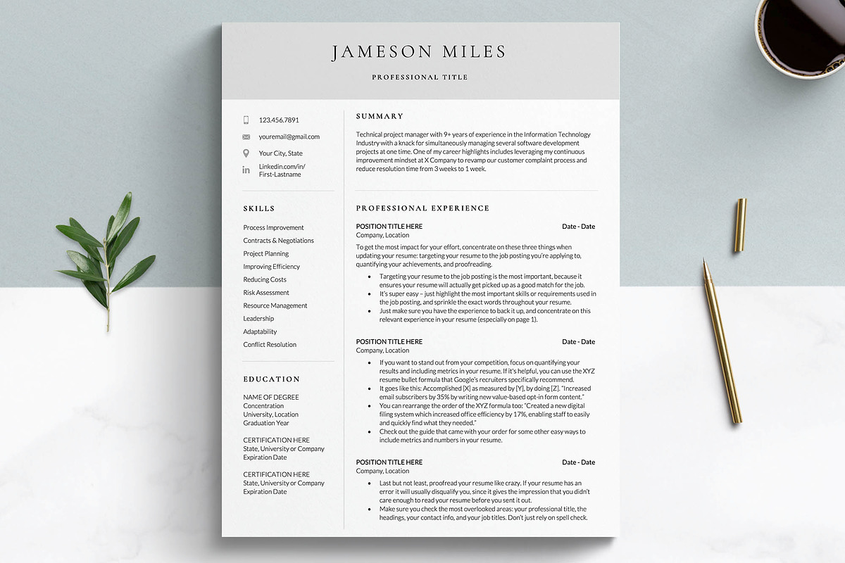 IT Tech Executive Resume Template, a Resume Template by Get Landed (Photo 2 of 12)