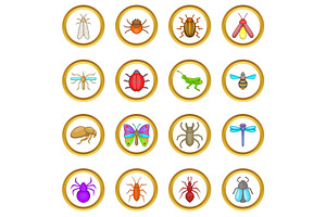 Insects Vector Set, Cartoon Style