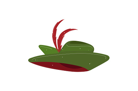 Red feather sticking out of a green, an Object Illustration by seahorsevector