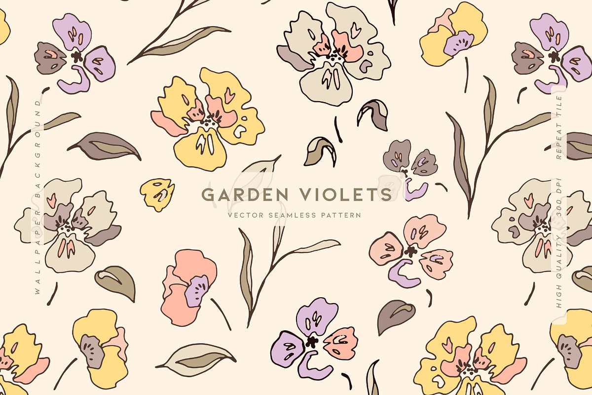 Garden Violets, a Pattern Graphic by MalyskaStudio (Photo 1 of 13)